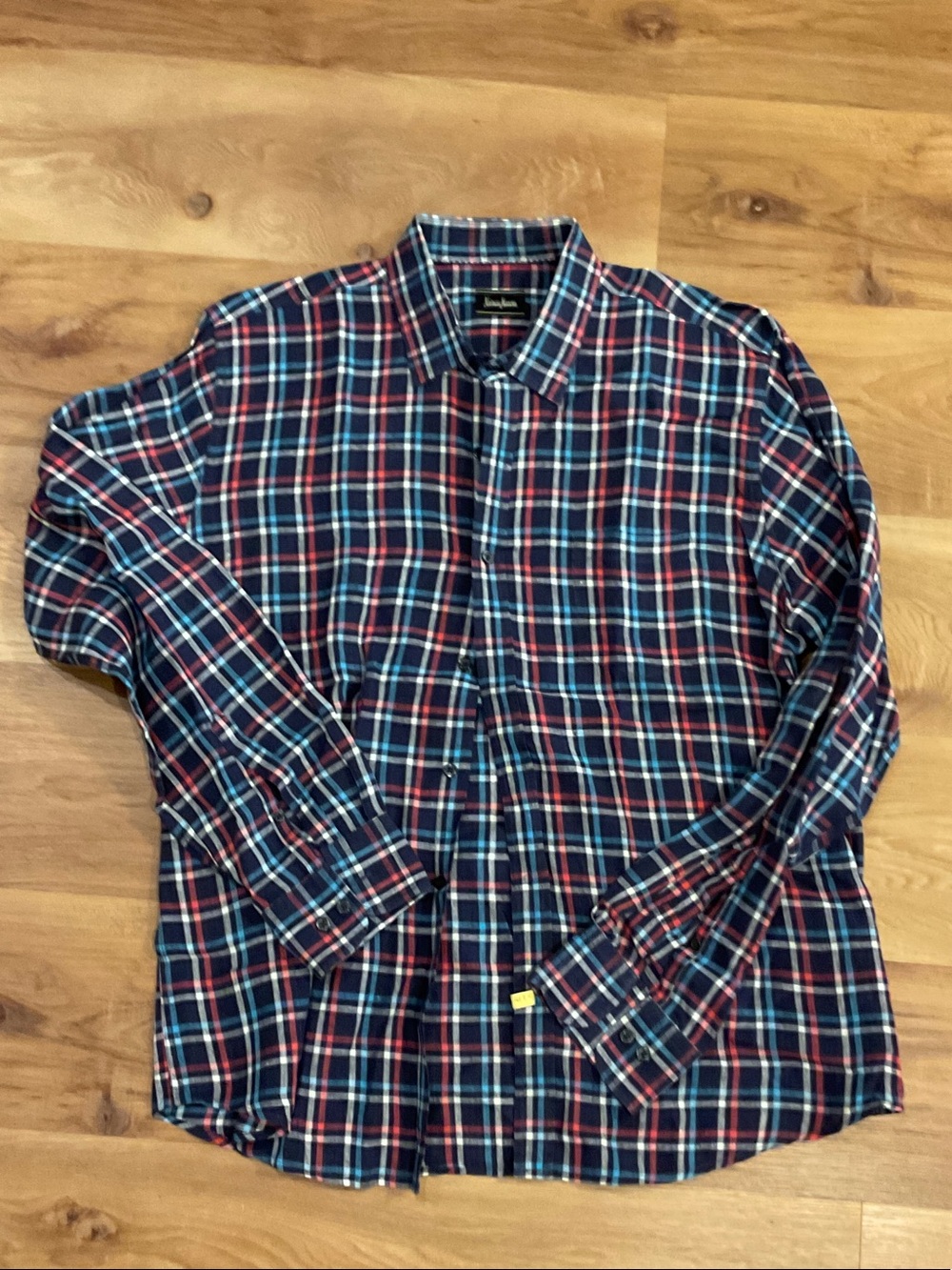 Neiman Marcus Men's Plaid Button-Down Shirt in Navy, Red & White